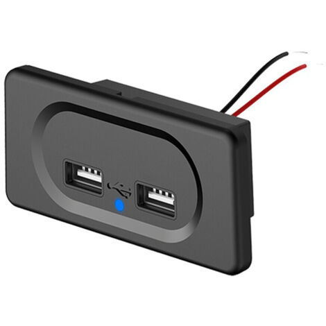 Chargeur de voiture double USB 4,8 A, prise 12 V/24 V pour moto, camion, quad, bateau, camping-car, bus, adaptateur secteur, lampe LED
