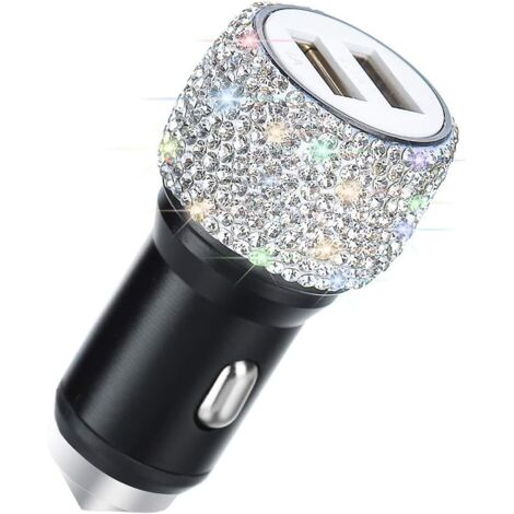 Chargeur de voiture double USB (blanc Bling)-Fei Yu