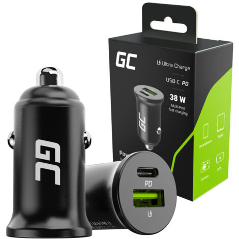 Chargeur de voiture Green Cell POWERRIDE NANO38 38 W 6 A 1 port USB-C 1 port USB-A (CADM-GC-38AC)