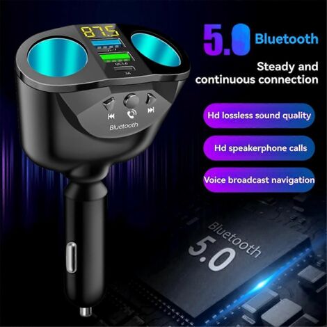 Chargeur de voiture pour lecteur MP3 USB Type C 66 W avec émetteur FM 1 à 4 voies