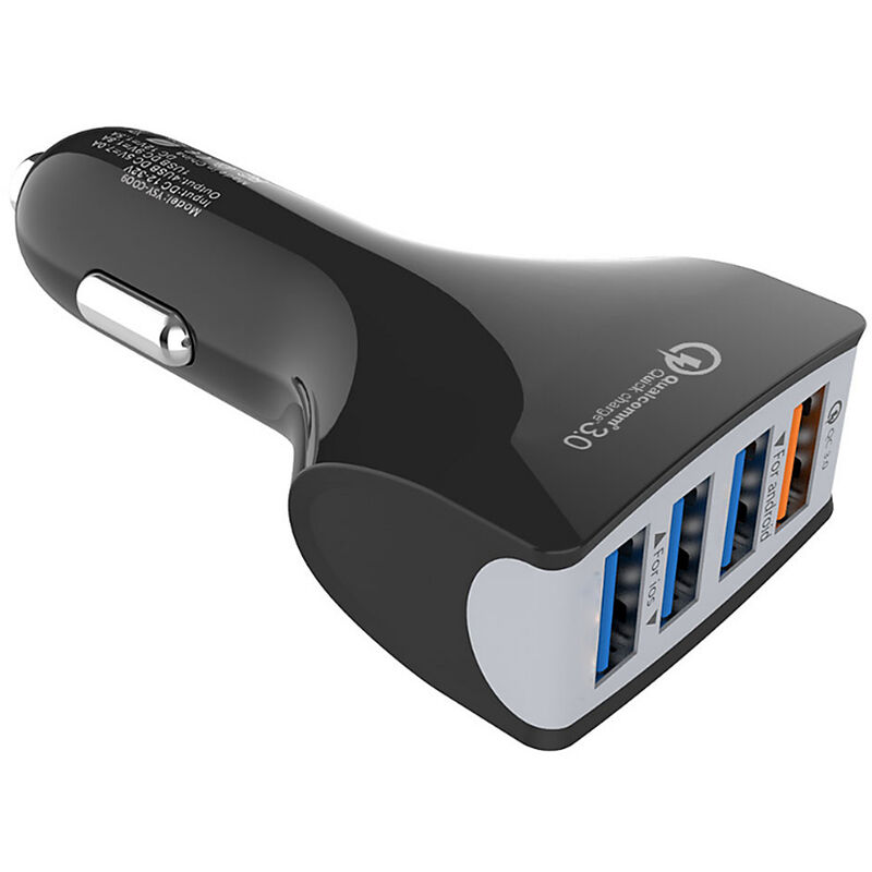 Asupermall - Chargeur De Voiture Rapide Avec 4 Chargeur Voyage Port De Charge Rapide Usb Adaptateur Chargeur De Telephone Portable Pour Tablet, Noir