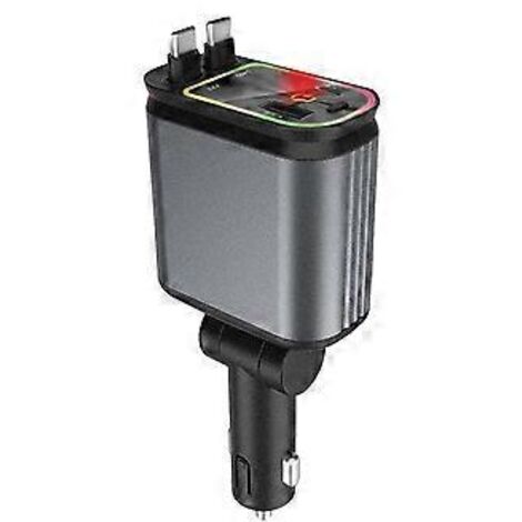 Chargeur de voiture rétractable 4 en 1 avec câble de charge rapide USB et éclairage d'ambiance Starlight pour toit de voiture
