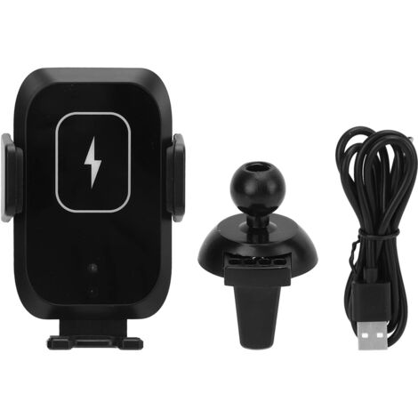 Chargeur de voiture sans fil 2 en 1, support de téléphone à fixation automatique, rétractable, pivotant à 360°, pour pare-brise, tableau de bord ou grille d'aération