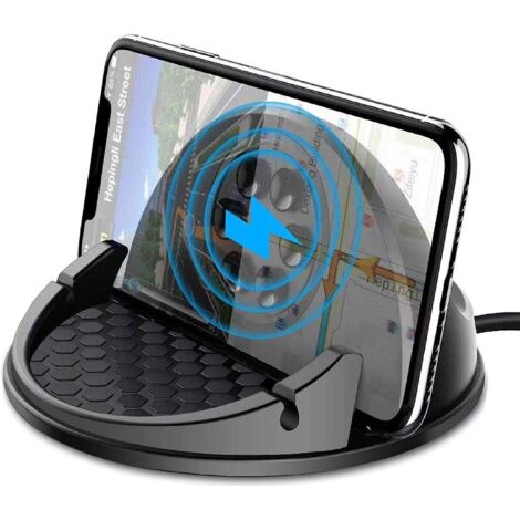 Chargeur de voiture sans fil rapide 10 W avec support de téléphone à induction et entrée USB QC 2.0/QC 3.0