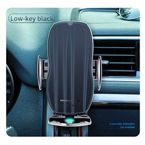 Chargeur de voiture sans fil, support de voiture de charge Qi, grille d'aération du tableau de bord à détection tactile pour iPhone Xs Max/XR/X/8/8Plus, Samsung Galaxy S10+ S9+ S8 (noir)-BISBISOUS