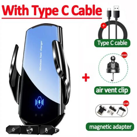 Chargeur de voiture sans fil, support magnétique pour téléphone avec grille d'aération, compatible avec iPhone 16, 15, 14 et 13, Samsung et AquaForge