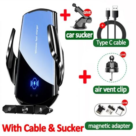Chargeur de voiture sans fil, support magnétique pour téléphone avec grille d'aération, compatible avec iPhone 16, 15, 14 et 13, Samsung et AquaForge