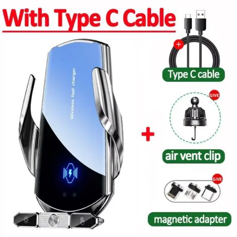 Chargeur de voiture sans fil, support magnétique pour téléphone avec grille d'aération, compatible avec iPhone 16, 15, 14 et 13, Samsung et AquaForge