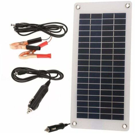 Chargeur de voiture solaire avec panneau solaire portable et connecteur allume-cigare  charge d'entretien semi-flexible  convient aux camping-cars, motos, bateaux, remorques marines, tracteurs et véhi