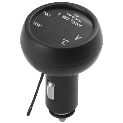Chargeur de voiture USB 1 en 1 avec LED, voltmètre, thermomètre et indicateur de batterie, double affichage numérique LCD 12 V/24 V. - AquaForge