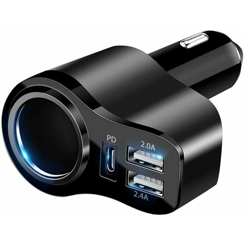 Chargeur de voiture USB C 4 en 1 36W Adaptateur de répartiteur de prise allume-cigare USB avec 3 USB 12V / 24V Dual USB Type C PD Adaptateur de