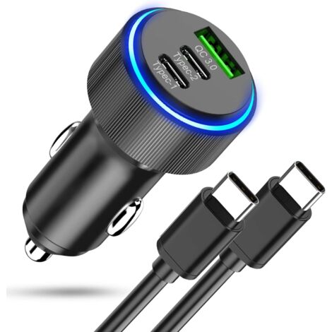 Chargeur de Voiture USB C 66 W, PD&QC3.0 Adaptateur Prise Allume-Cigare Recharge Rapide Chargeur Voiture téléphone Portable avec câble pour Samsung Galaxy S22 S21 S20,