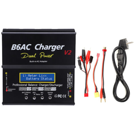 Chargeur Déchargeur Intelligent 80W 7A B6AC V2 avec Câble, Alliage Aluminium, Prise EU 220V