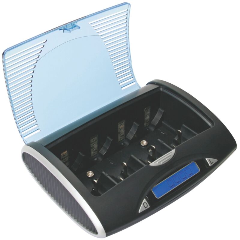 Velleman - Chargeur de piles rechargeables NiMH aa aaa c d 9V, chargeur de batterie intelligent universel/déchargeur, avec écran lcd et sortie usb,