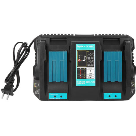Chargeur double batterie USB DC18RD compatible Makita BL1830 BL1430 14.4-18V - Prise US 110-130V