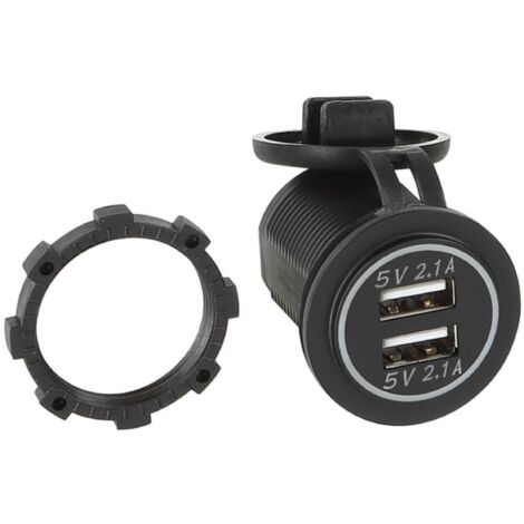 Chargeur double USB 12V 24V 2X5V 2.1A Illumination blanche