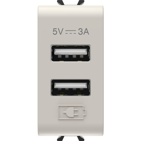 CHARGEUR DOUBLE USB A+A 5V 3A 1M BEIGE GEWISS GW13447
