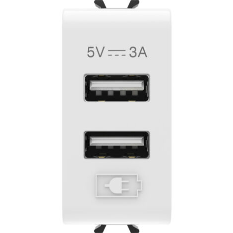 CHARGEUR DOUBLE USB A+A 5V 3A 1M BLA. GEWISS GW10447