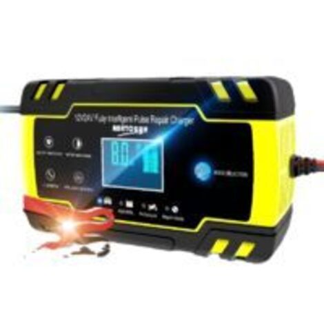 Chargeur, et câbles de démarrage，Chargeur de Batterie Intelligent 12V/24V 8A, 3 Étapes de Chargeur Batterie Mainteneur et Automatique Réparation Fonction pour Voiture Moto Camion, AGM, Gel, Wet, SLA(6