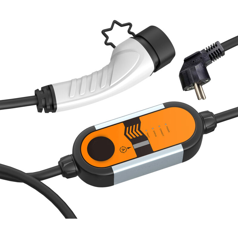 Lifcausal - Chargeur ev portable Type2 IEC62196-2 8A-16A Câble 5M, chargeur de véhicule électrique Adaptateur de station de charge ev enfichable ue