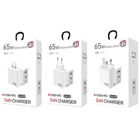 Chargeur GaN 33W rapide, adaptateur prise européenne PD+QC3.0 universel pour smartphone et ordinateur portable