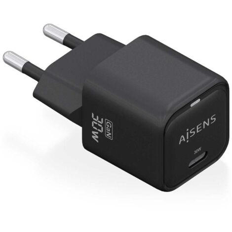Chargeur gan de wall aisens asch-30w1p019-bk/ 1xusb type-c/ 30w