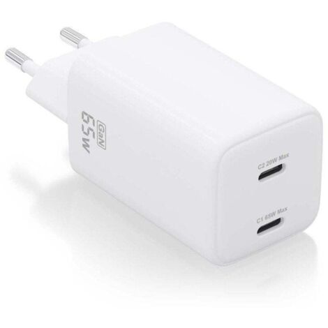 Chargeur gan de wall aisens asch-65w2p039-w/ 2xusb type-c/ 65w