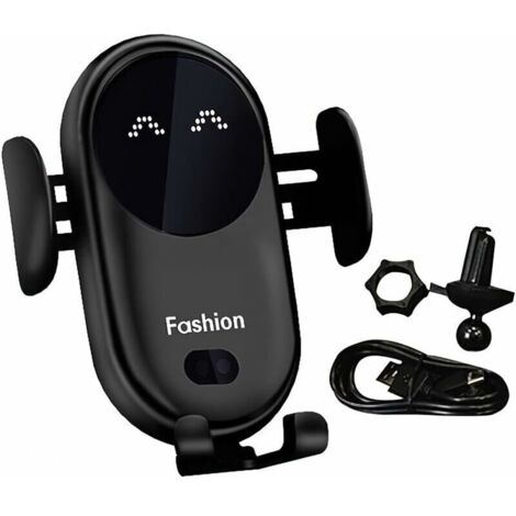 Chargeur Induction sans Fil Voiture, Automatic Clamping Chargeur Induction Voiture Rotation 360° Chargeur Telephone Voiture Clip pour iPhone Samsung Huawei LG Tous Les Appareils(Noir)