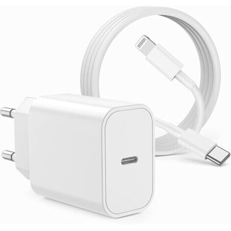 Chargeur iPhone Rapide, USB C 20W Chargeur iPhone avec Câble Lightning 2M,Type C Power Adaptateur Secteur pour Apple iPhone 14 Pro Max/13 Pro/12 Mini/11/XR/XS/SE/8/7/iPad