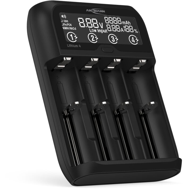 ANSMANN Lithium 4 Chargeur universel de piles NiMH, Li-Ion et LiFePO4 (1 pce)