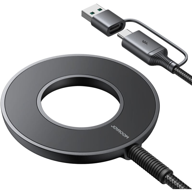 Chargeur magnétique sans fil 15W avec câble USB / USB-C, noir