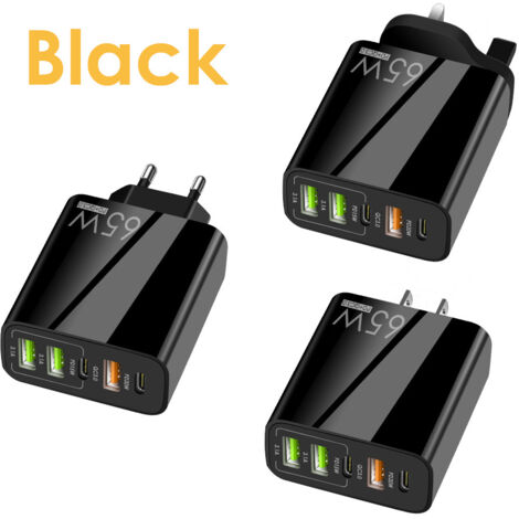 Chargeur multi-port 3USB+2PD, adaptateur prise européenne Type-C PD+USB pour smartphone et tablette