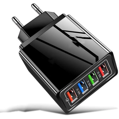 chargeur Multiport, Chargeur Usb 4 Ports Ou Une Charge Rapide Prise Murale Et Lumire Led Pour Iphone 12 / Pro/max/mini, Macbook Pro/air, Ipad