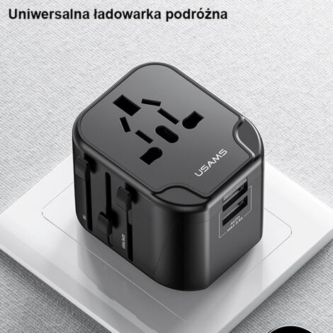 Chargeur mural 12 W USAMS 2xUSB 4 en 1 Noir