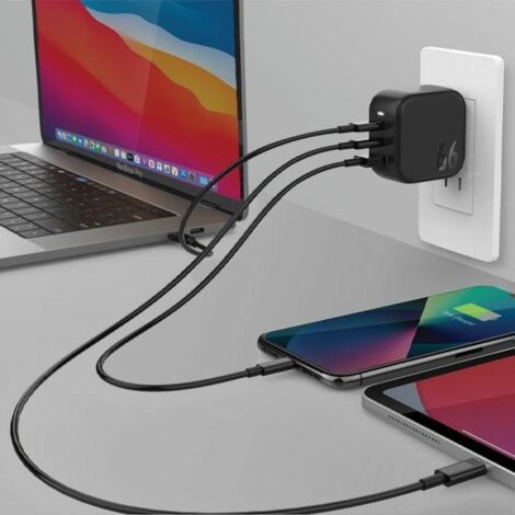 Chargeur mural 66 W ENERGEA GaN Power Delivery 2xUSB-C/USB noir