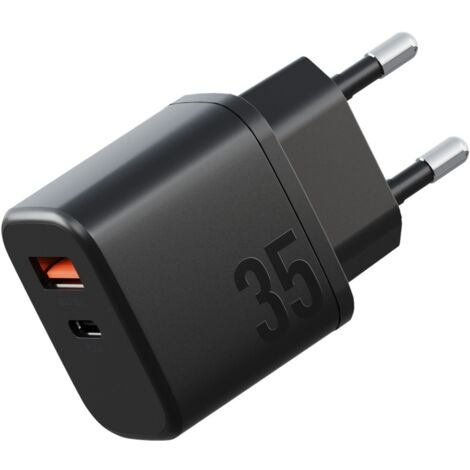 Chargeur mural Bazic Goport Velox Kit 1xUSB-C 1xUSB-A GaN 35W avec câble tressé Noir