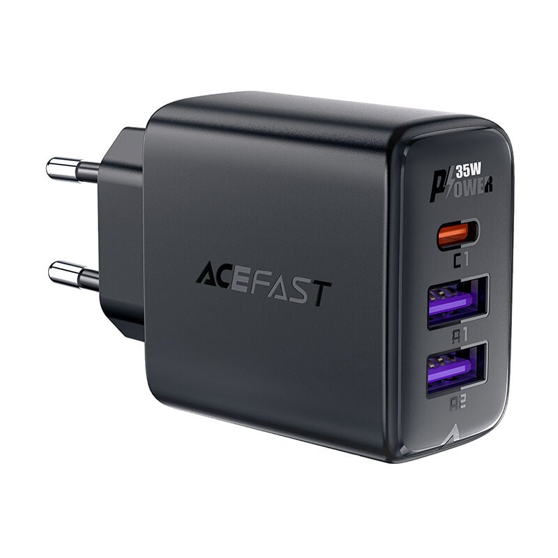 Chargeur mural PD 35W GaN avec 3 ports 2x USB-A + USB-C noir