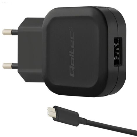 Chargeur mural Qoltec 12 W  5 V  2,4 A  Câble USB + USB Type-C