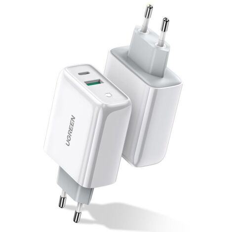Chargeur mural rapide USB-C + USB 36 W Quick Charge 4.0 Power Delivery Blanc