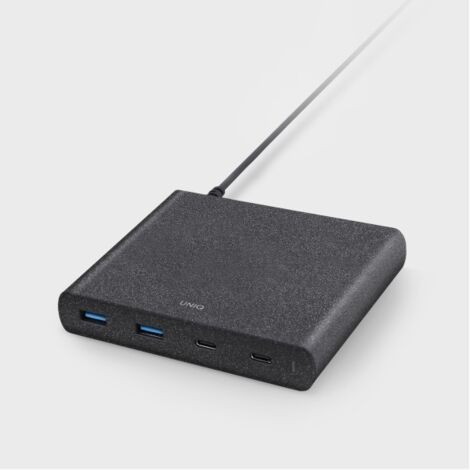 Chargeur mural UNIQ Quick Charge 3.0 90 W, 2 ports USB + 2 ports USB-C, noir
