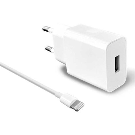Chargeur mural USB-A Everdrive 2,4 A (12 W) avec câble Lightning 1 m Blanc