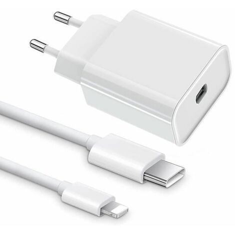 Chargeur Rapide 18W + Cable USB-C Lightning pour iPhone 12-12 MINI