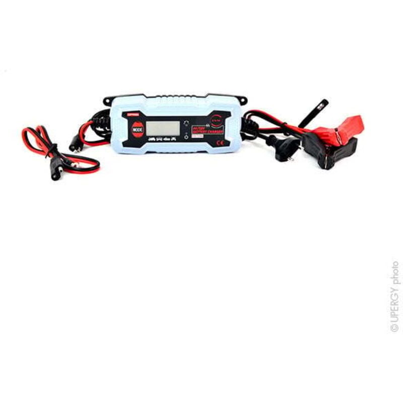 Chargeur plomb lcd 6-12V/0.8A-3.8A 230V - pinces crocodiles et oeillets (Intelligent) - NX