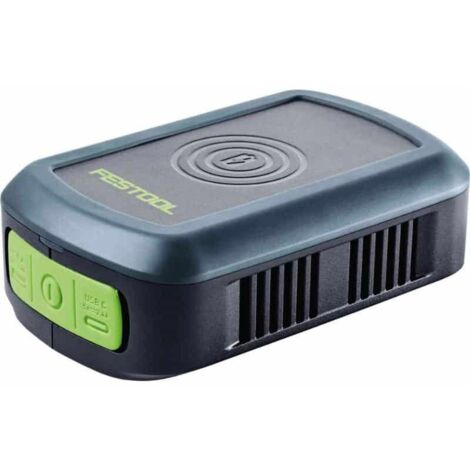 Festool – Chargeur portable pour batterie 18V – Recharge inductive Qi – 3 ports USB pour smartphones – 577155