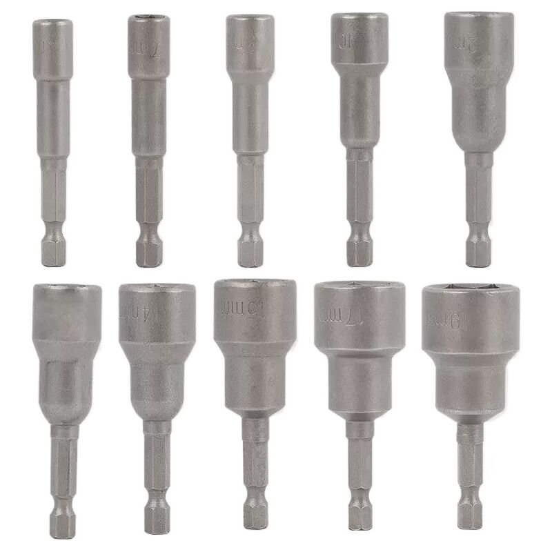 KZQ - 10 Pcs Embout Douille Visseuse à Choc 6-19mm Set Magnétique Hexagonale Douille Jeu de Embout Aimanté Perceuse Prise Hexagonale douille Set 1/4