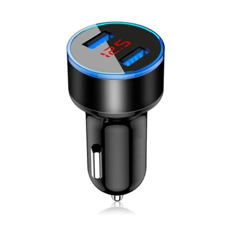 Chargeur pour électroportatif Chargeur de voiture Chargeur de voiture à double affichage numérique USB (noir)