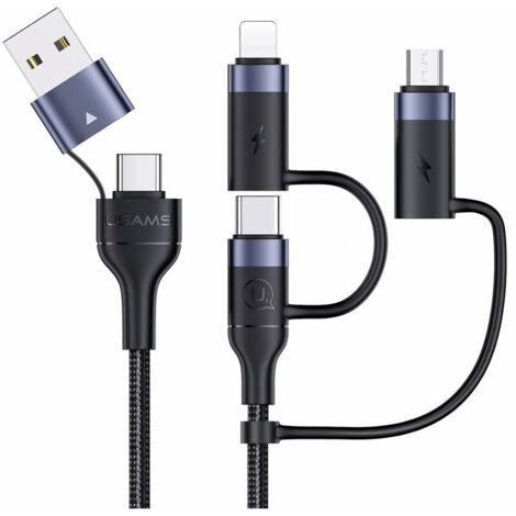 Chargeur pour électroportatif　Câble Multi USB 60W, wiredge 6 en 1 Multi Chargeur USB Câble de Charge Rapide en Nylon PD 3A 1.2M USB A/USB C vers USB C (60W)/(20W) Câble USB C universel pour Laptop, ta