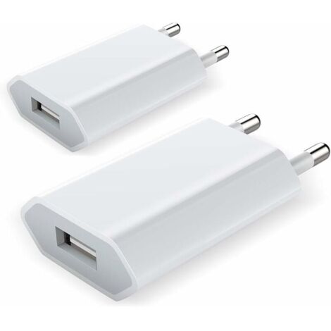 Chargeur pour iPhone, Chargeur Secteur USB Lot de 2 Chargeur Adaptateur USB Universel Mural & Chargeur pour iPhone 7 8 Plus 11 12 Mini Pro Max XS