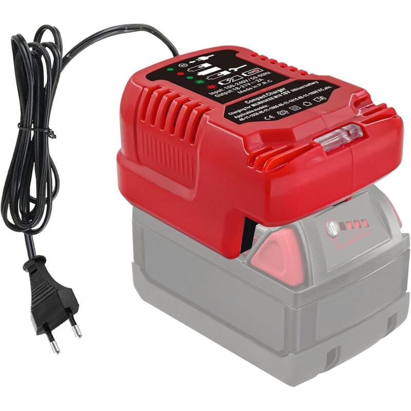 Chargeur pour Milwaukee 18V Batterie, 2A Mini Chargeur de Rechange pourMilwaukee 18V M18 li-ION Chargeur pour Milwaukee 48-11-1850 48-11-2401
