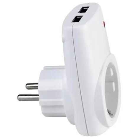 Chargeur prise HOROZ ELECTRIC – 16A + 2 USB – Blanc